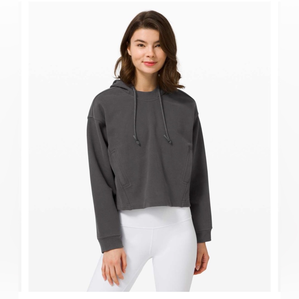 SOLD ON M Lululemon crescent crop hoodie graphite grey NWOT
